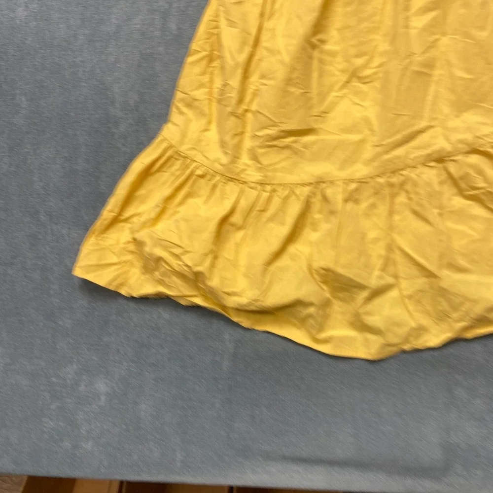 Billabong Mini Sundress Girls Medium Yellow Pleated Puff Sleeve Smocked Back